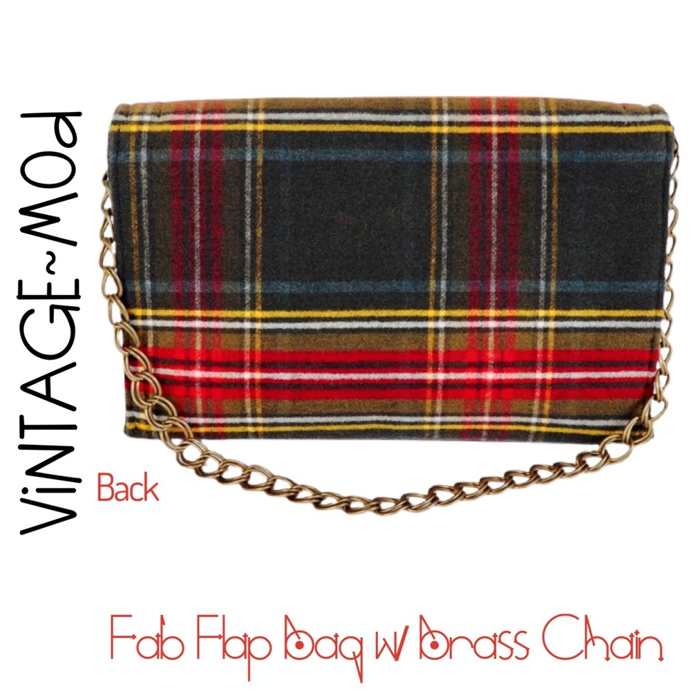 COPY - Oɴ-Tʀᴇɴᴅ Mod Vintage~Tartan Wool Flap w/ Brass Chain Shoulder Bag - cσσl…